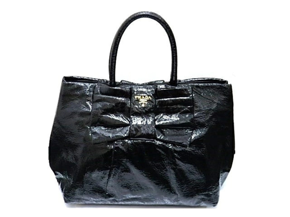 Prada handbag ribbon enamel black